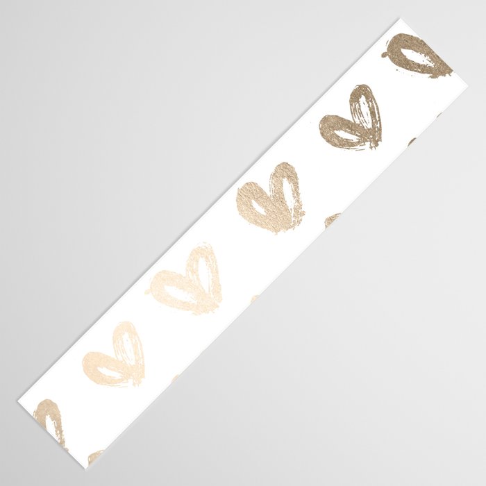 Luxe Gold Hearts on White Table Runner Gallery Image 3