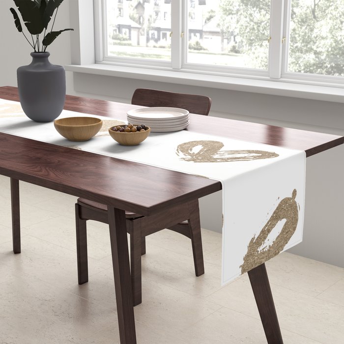 Luxe Gold Hearts on White Table Runner Gallery Image 2