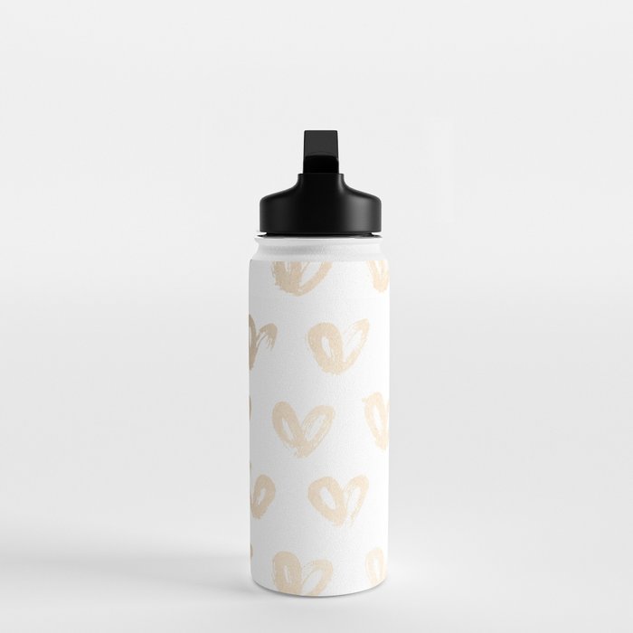 Luxe Gold Hearts on White Water Bottle Gallery Image 3