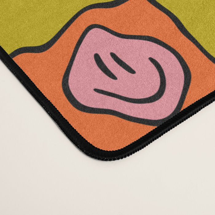 Green Happy Face Checkered Print Desk Mat Gallery Image 4