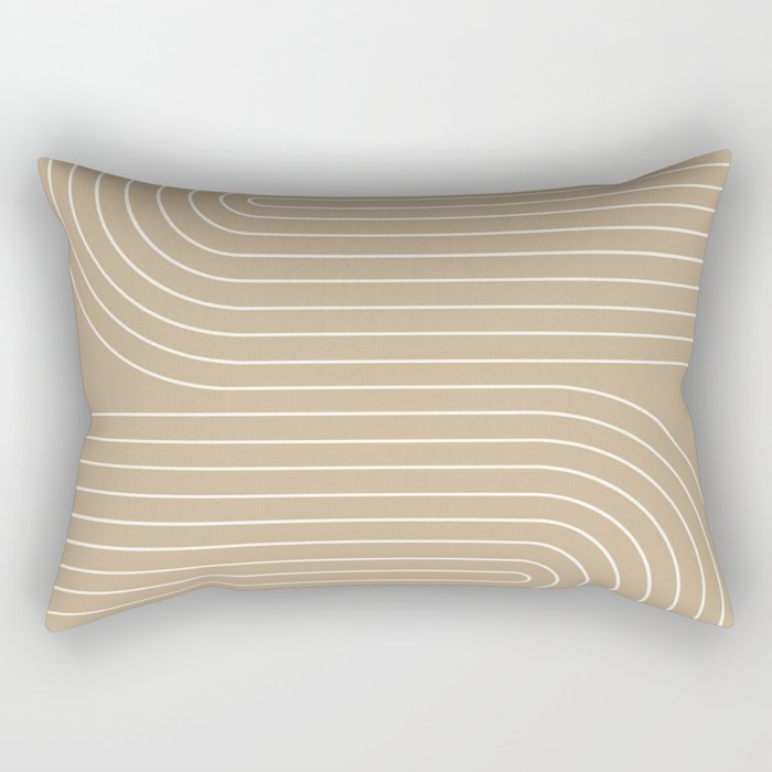 Minimal Line Curvature LXXXV Neutral Tan Mid Century Modern Arch Abstract Rectangular Pillow Gallery Image 2