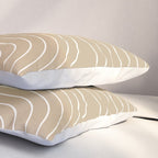 Minimal Line Curvature LXXXV Neutral Tan Mid Century Modern Arch Abstract Pillow Sham Gallery Image 3