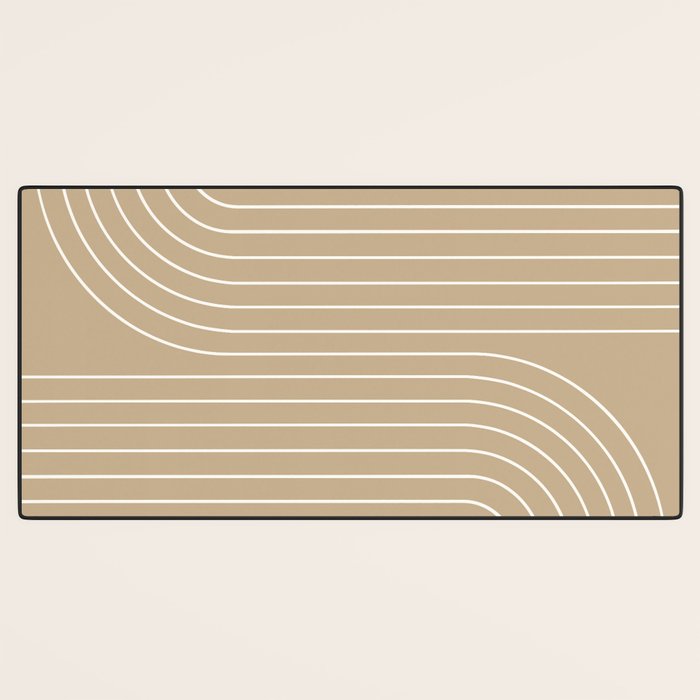 Minimal Line Curvature LXXXV Neutral Tan Mid Century Modern Arch Abstract Desk Mat Gallery Image 3