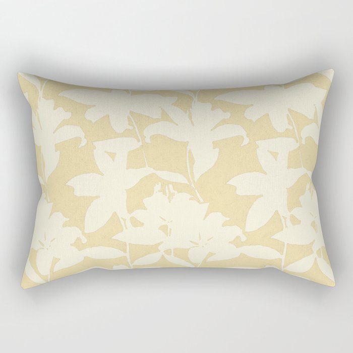 Minimalistic Beige Cut-Out Flowers Rectangular Pillow Gallery Image 1