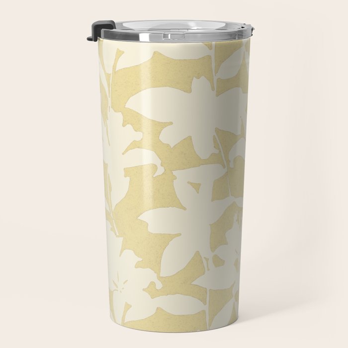 Minimalistic Beige Cut-Out Flowers Travel Mug Gallery Image 3
