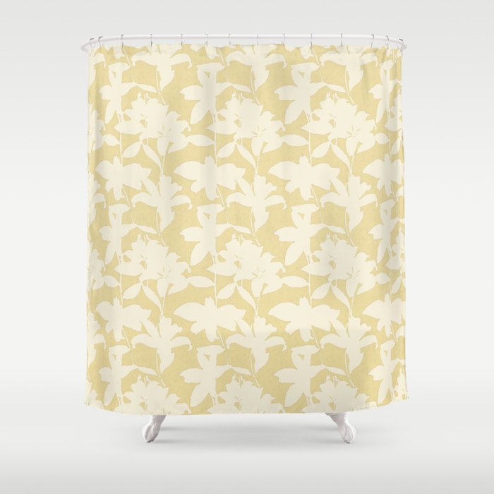 Minimalistic Beige Cut-Out Flowers Shower Curtain Gallery Image 1