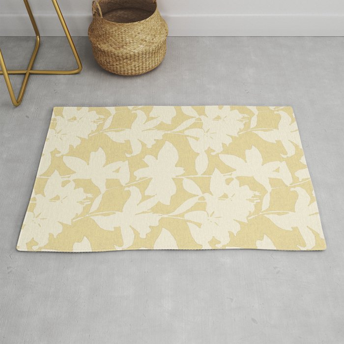 Minimalistic Beige Cut-Out Flowers Rug Gallery Image 1