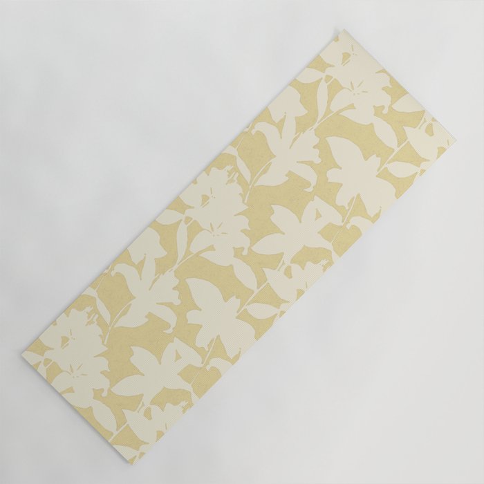 Minimalistic Beige Cut-Out Flowers Yoga Mat Gallery Image 1
