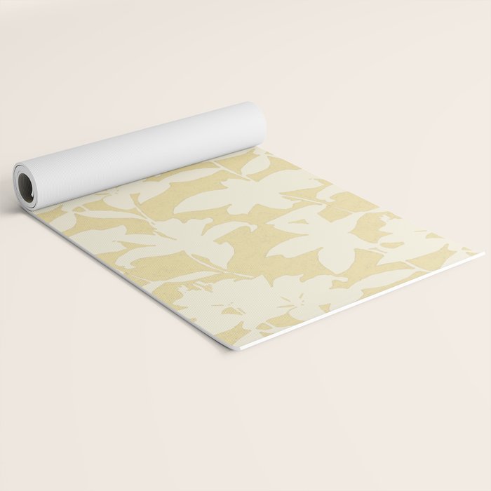 Minimalistic Beige Cut-Out Flowers Yoga Mat Gallery Image 2