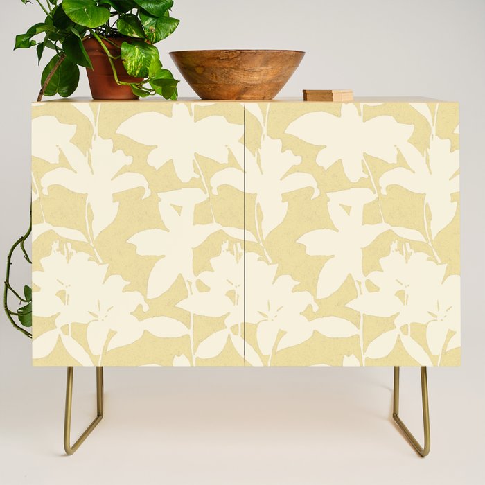 Minimalistic Beige Cut-Out Flowers Credenza Gallery Image 1