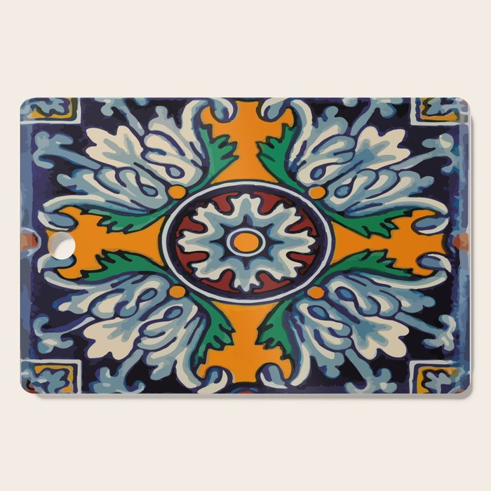 Mandala mexican talavera tile ceramic mosaic Cutting Board Gallery Image 1