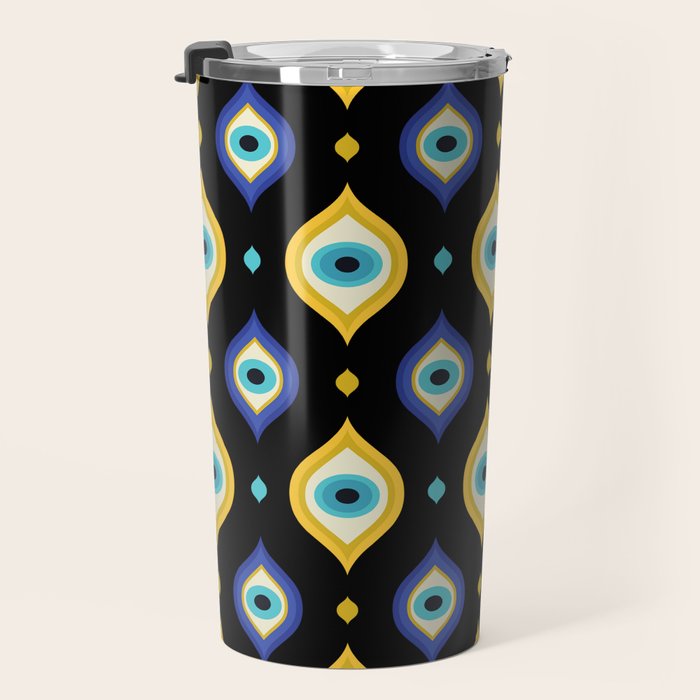 Mystic Evil Eyes on Black Travel Mug Gallery Image 3
