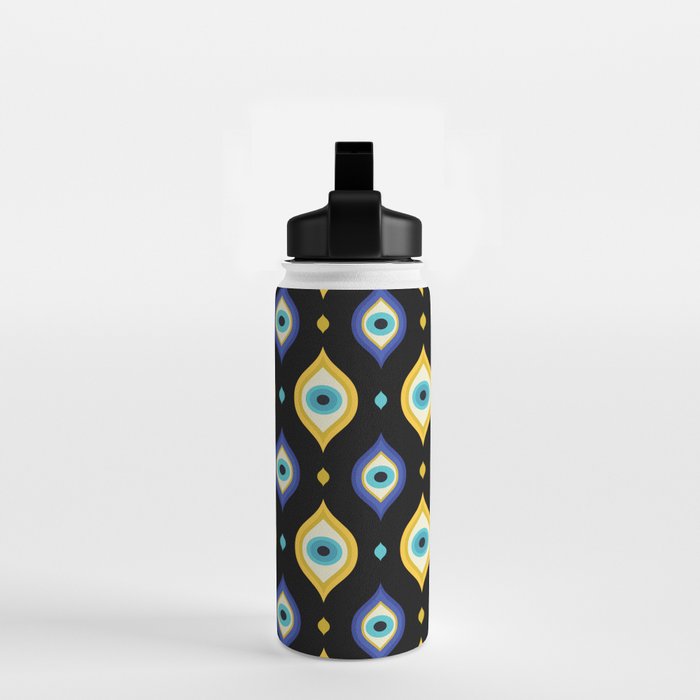 Mystic Evil Eyes on Black Water Bottle Gallery Image 2