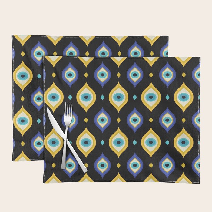 Mystic Evil Eyes on Black Placemat Gallery Image 1