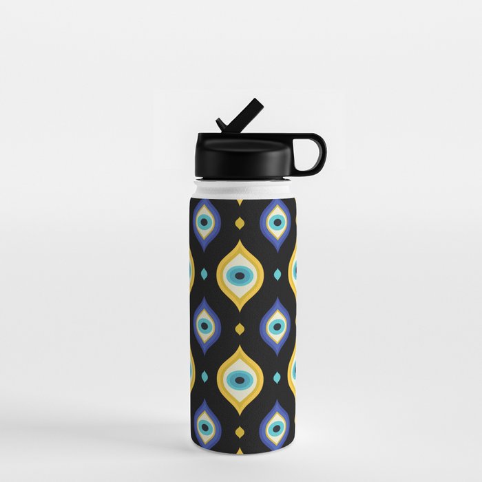 Mystic Evil Eyes on Black Water Bottle Gallery Image 1