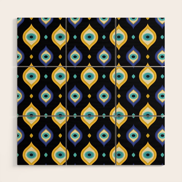 Mystic Evil Eyes on Black Wood Wall Art Gallery Image 1
