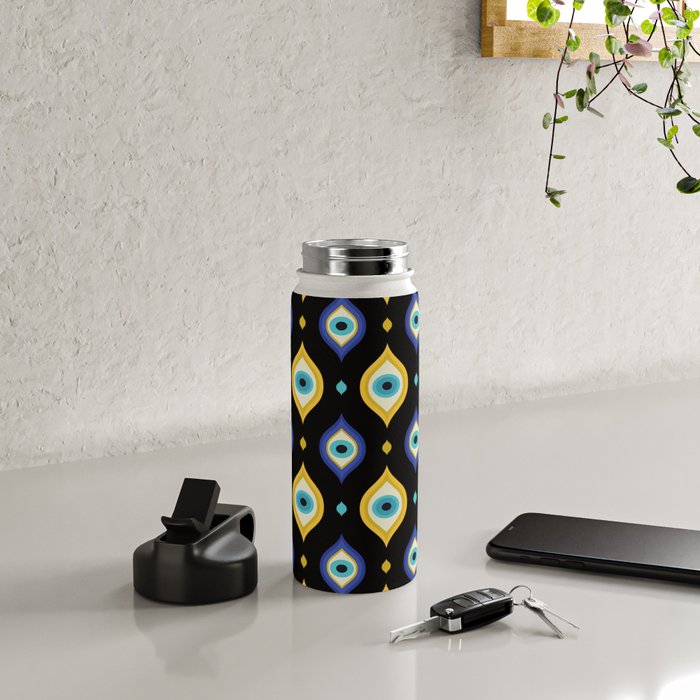 Mystic Evil Eyes on Black Water Bottle Gallery Image 4