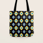 Mystic Evil Eyes on Black Tote Bag Gallery Image 1
