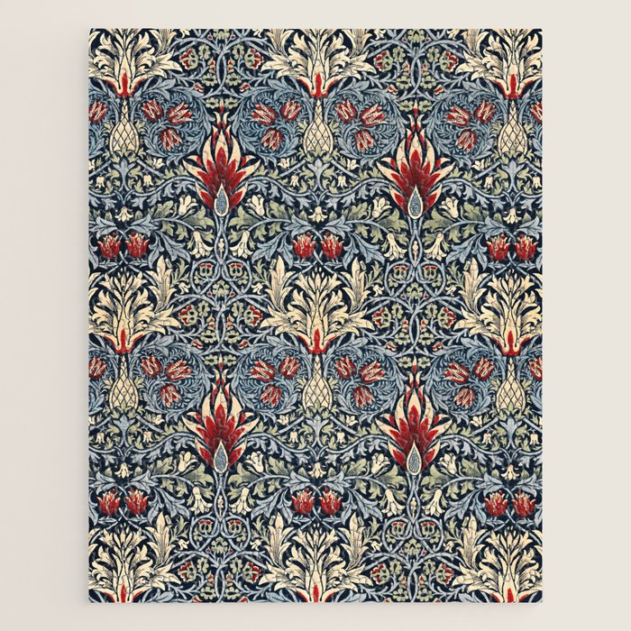 Vintage William Morris Snakeshead Red Floral Print Jigsaw Puzzle Gallery Image 1
