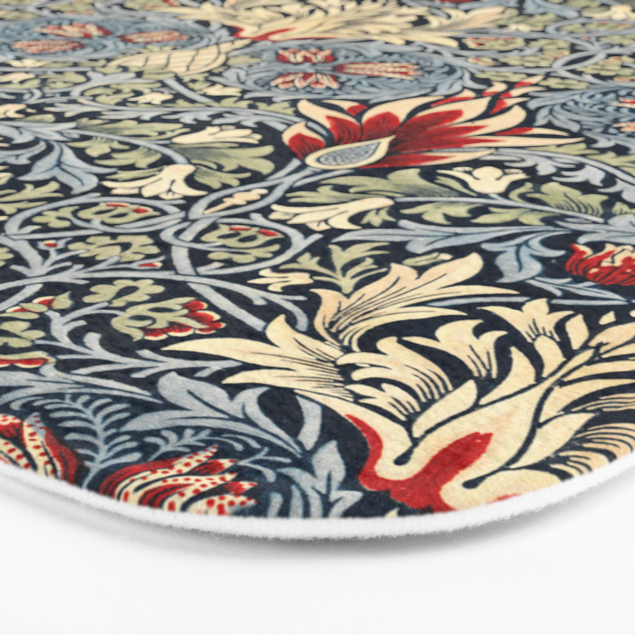 Vintage William Morris Snakeshead Red Floral Print Bath Mat Gallery Image 3