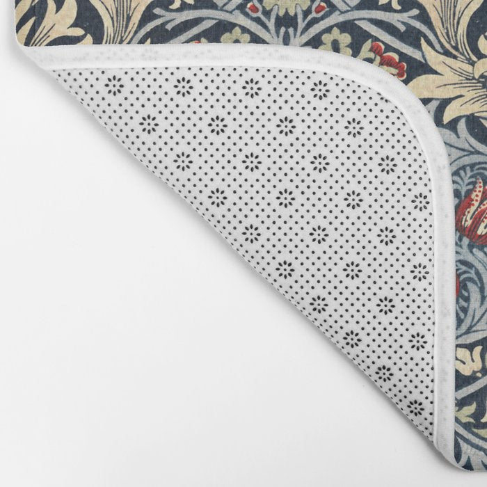 Vintage William Morris Snakeshead Red Floral Print Bath Mat Gallery Image 2