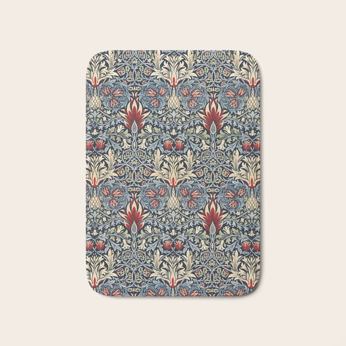 Vintage William Morris Snakeshead Red Floral Print Bath Mat Gallery Image 1