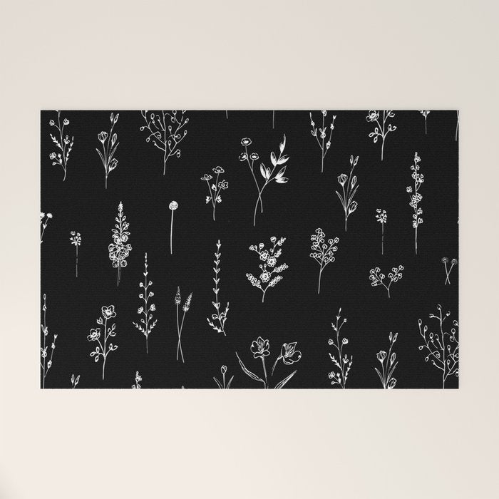 Black wildflowers Welcome Mat Gallery Image 1