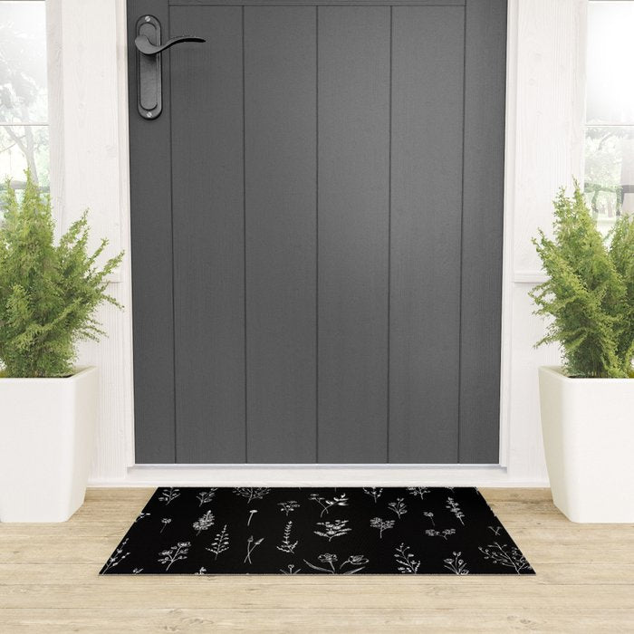 Black wildflowers Welcome Mat Gallery Image 3