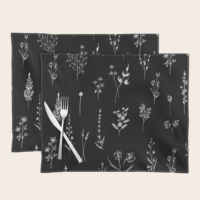 Black wildflowers Placemat Gallery Image 1