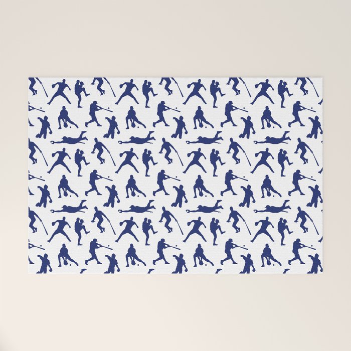 Blue Baseball Players Welcome Mat Gallery Image 1