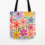 Botanical Garden -Colorful Daisy Bloom Tote Bag Gallery Image 1