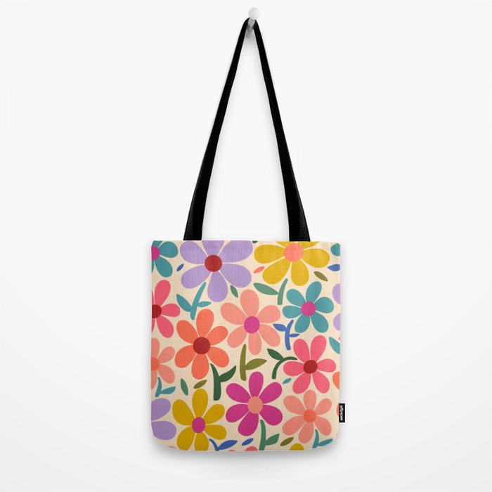 Botanical Garden -Colorful Daisy Bloom Tote Bag Gallery Image 2
