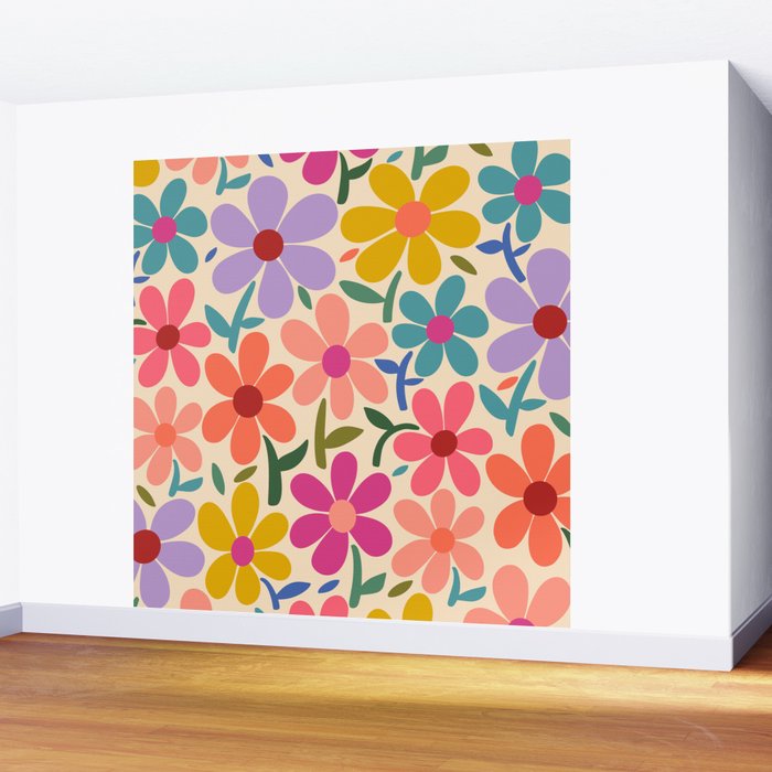 Botanical Garden -Colorful Daisy Bloom Wall Mural Gallery Image 2