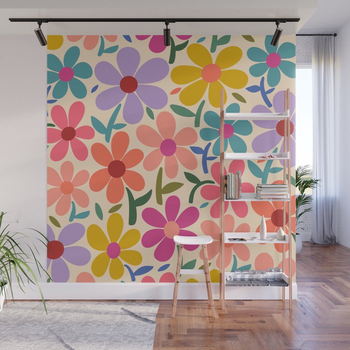Botanical Garden -Colorful Daisy Bloom Wall Mural Gallery Image 1