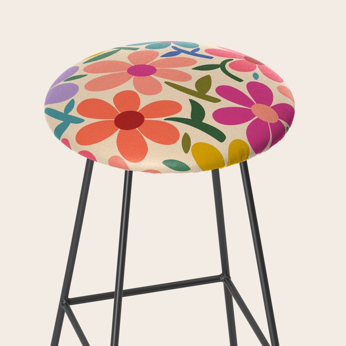 Botanical Garden -Colorful Daisy Bloom Stool Gallery Image 2