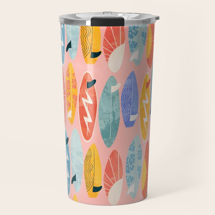 Surfboard pink Travel Mug Gallery Image 1