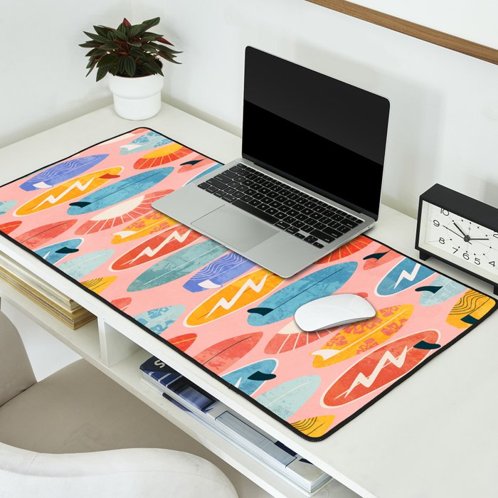 Surfboard pink Desk Mat Gallery Image 2