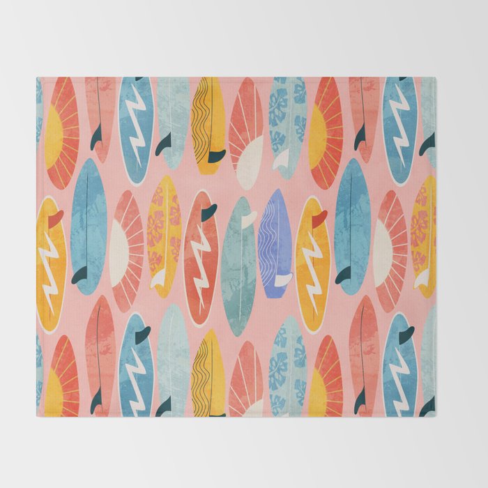 Surfboard pink Throw Blanket Gallery Image 2