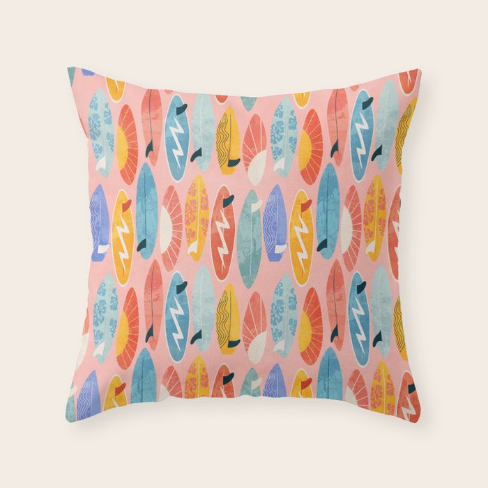 Surfboard pink Throw Pillow Gallery Image 6