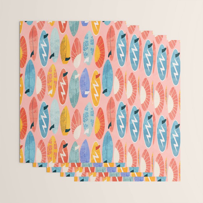 Surfboard pink Wrapping Paper Gallery Image 3