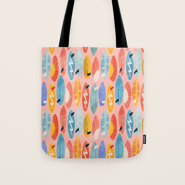 Surfboard pink Tote Bag Gallery Image 1