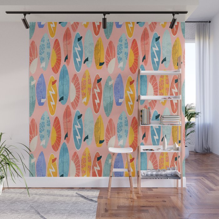 Surfboard pink Wall Mural Gallery Image 1
