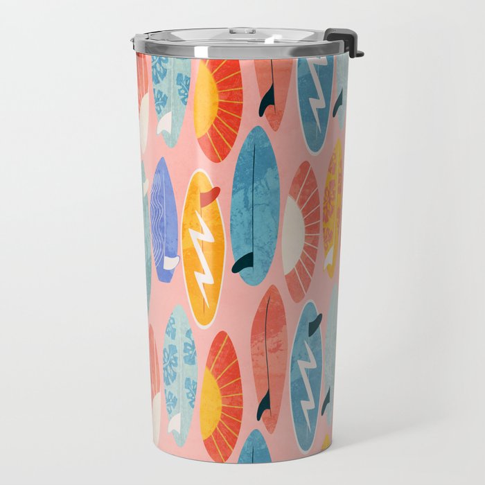 Surfboard pink Travel Mug Gallery Image 2