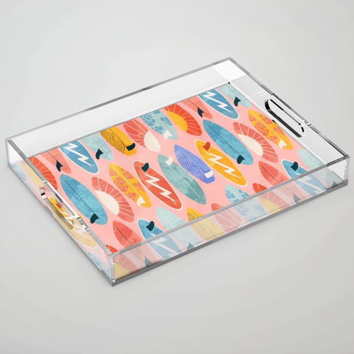 Surfboard pink Acrylic Tray Gallery Image 1