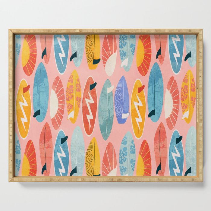 Surfboard pink Serving Tray Gallery Image 1