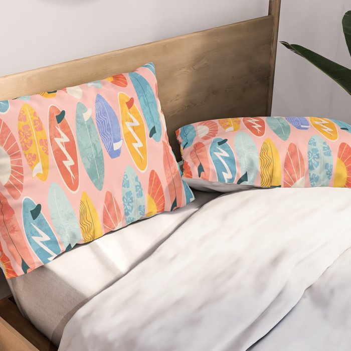 Surfboard pink Pillow Sham Gallery Image 2