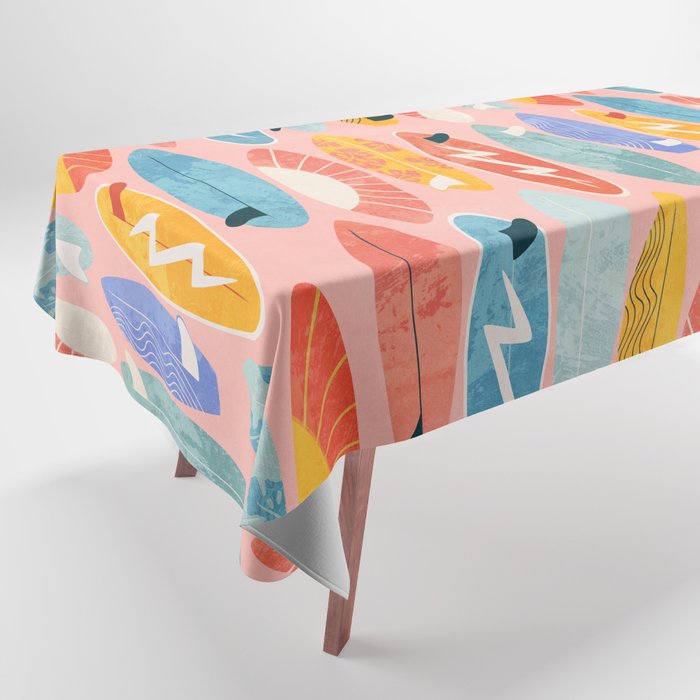 Surfboard pink Tablecloth Gallery Image 1