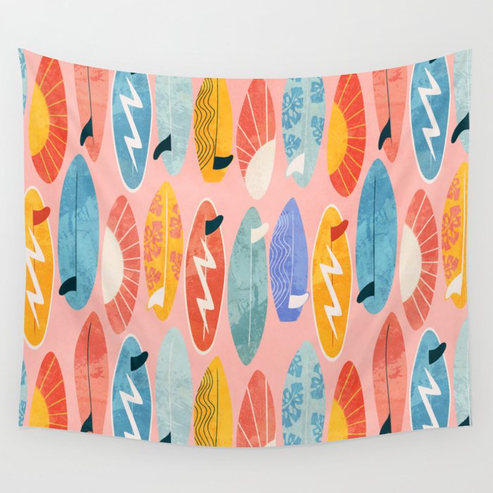 Surfboard pink Wall Tapestry Gallery Image 1