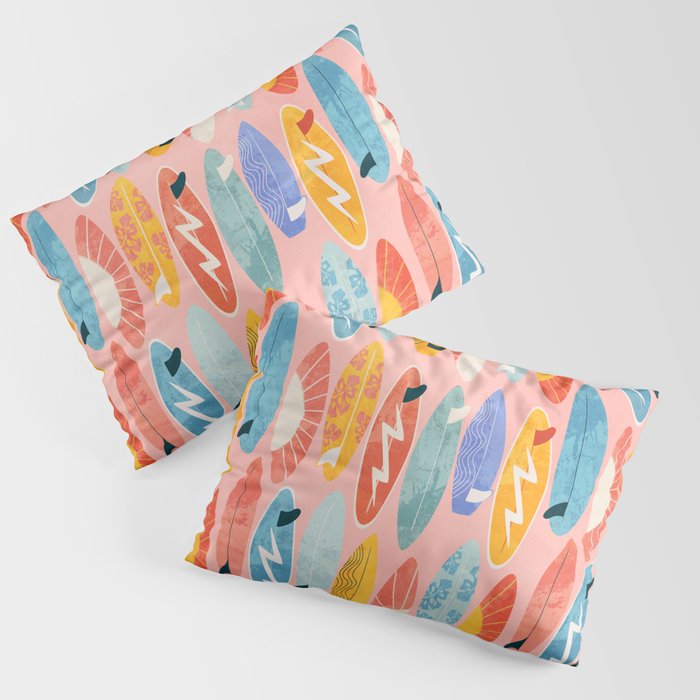 Surfboard pink Pillow Sham Gallery Image 3