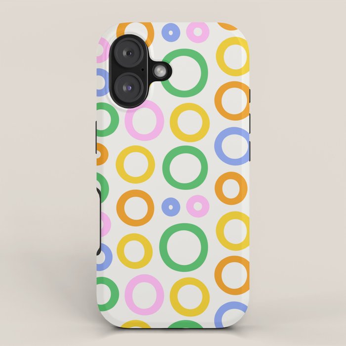 Fun colorful circle cartoon doodle pattern iPhone Case Gallery Image 1